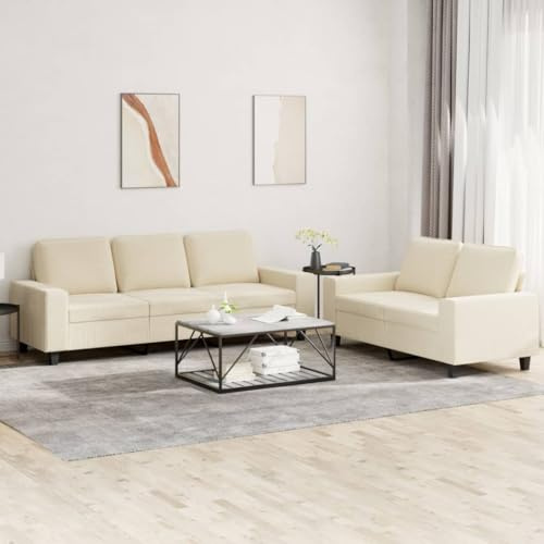 nestroco 2-TLG. Creme Stoff Polstergarnitur ausziehbar mit Schlaffunktion, Ecksofa und Zweisitzer, wohnlandschaft mit Stauraum, komfortable Relaxfunktion, ideal für Wohnzimmer