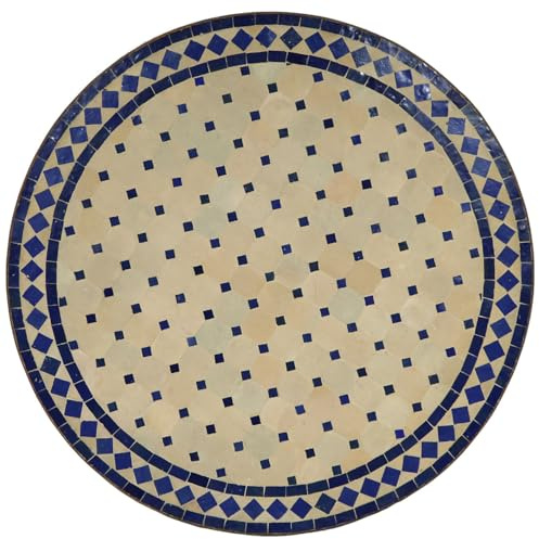 Casa Moro Gartentisch Rund 80 cm – Mosaiktisch Terrassentisch Balkontisch Fliesentisch | Tisch Esstisch Marokko