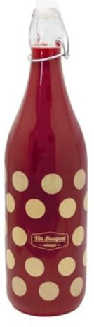 Vin Bouquet FIV 270 - Botella de Cristal Roja, Tapon Basculante 1 Litro, Botella Reutilizable Diseño Vintage