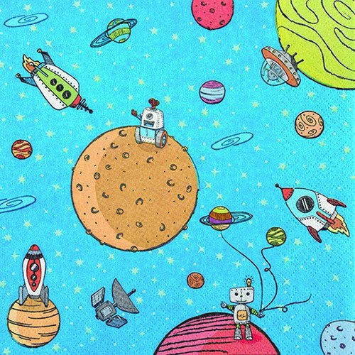 20 Servietten Ab ins Weltall/Planeten/Kinder/Jungen 33x33cm