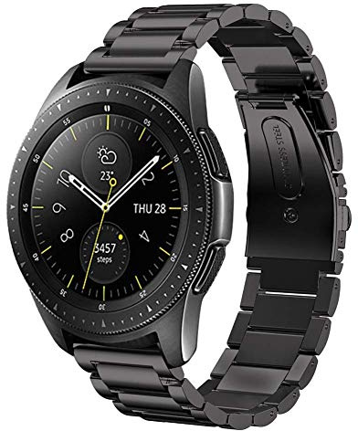 SUNDAREE Kompatibel mit Armband Samsung Galaxy Watch 42MM SM-R810/S2 Classic/Garmin Venu Vívomove Trend/AMAZFIT GTS 4 MINI/Huawei Watch GT 3,20MM Schwarz Ersatz Metallarmband Edelstahl Uhrenarmband