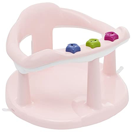 THERMOBABY - Anneau De Bain Bébé Aquababy - Siège De Bain Confortable, Ludique & Stable - Installation Facile - De 7 à 16 Mois - Fabriqué En France - Rose poudré