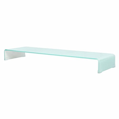 Festnight Glas Monitorst?nder | TV Glasaufsatz Monitor Erh?Hung | Wei? 120 x 30 x 13 cm 12mm