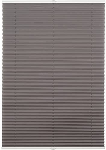 ondeco Plissee ohne Bohren mit Klemmträger viele Farben, Sonnenschutz für Fenster innen, Lichtschutz und Blickdicht, Plissee klemmfix Faltrollo Sichtschutz für Tür Hellgrau 60x130 cm