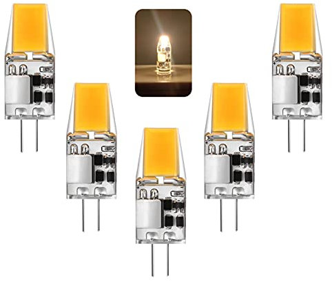 G4 LED Lampen, 5W Birnen Ersatz 50W Halogenlampen, 500LM, Warmweiß 3000K, 12V AC/DC, Kein Flackern, Nicht Dimmbar, 360 Grad Licht, 5er Pack
