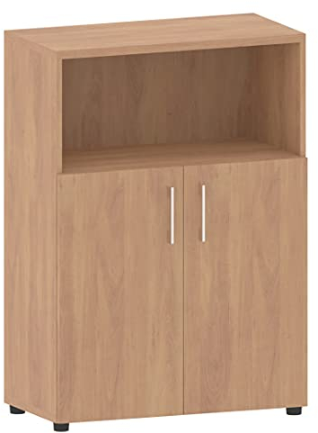 Aktenschrank-Regalkombination 3 Fächer á Ordnerhöhe mit 2 Regalböden 80x40x112cm | Aktenschrank mit Regal Ordnerschrank Schrank-Regal-Kombination eigene Fertigung (Buche)