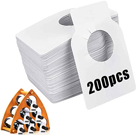 Vulevirtue 200 Pezzi Etichette per Bottiglie di Vino,di Vino Etichette Etichetta in PVC,per Portabottiglie, Etichette per Bottiglie di Cantina, Etichette di Vino,Cantine e Bevande,Bianco (57 * 89 mm)