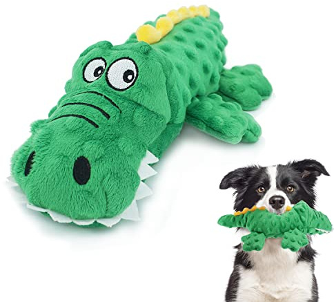ZENVALY Giocattoli per Cani Giochi con Squeak, Giocattolo per Cigolanti Cucciolo, Coccodrillo Giocattoli da Masticare per Cani Durevoli in Peluche, per Cane di Taglia Piccola Media, Verde