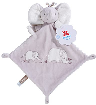 NICOTOY 6305790061 - Fiffan Elefant Schmusetuch Doudou, 21 cm, grau, ab den ersten Lebensmonaten