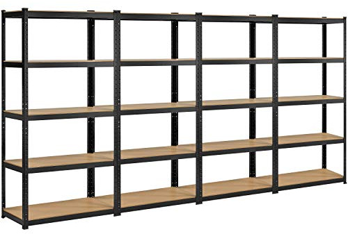 Yaheetech 4X Lagerregal mit 5 Fächer - für Keller, Werkstatt, Abstellraum, Garage - Schwerlastregal Kellerregal Steckregal Werkstattregal 265 kg Last je Regalboden