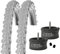 2 x Reifen MTB 20/24/26 Zoll Fahrradreifen Fahrradmantel 50-406/507/559 (20/24/26x1.95) inkl. Black Dingo Schläuche AV (26 Zoll (50-559), grau)