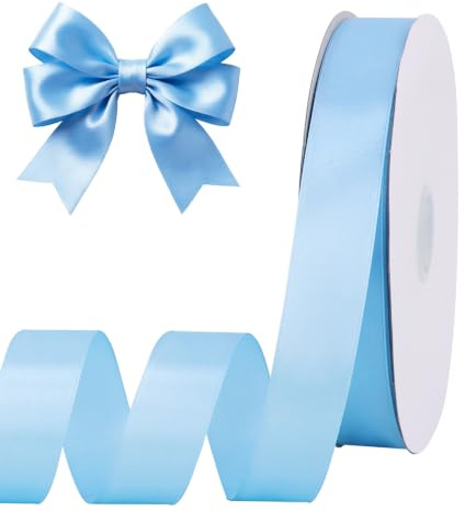 TONIFUL Satin Geschenkband 25mm x 91m,Himmelblau Geschenkverpackungsband für Geschenkverpackung Weihnachten Geburtstag Valentinstag Hochzeit DIY Dekoration