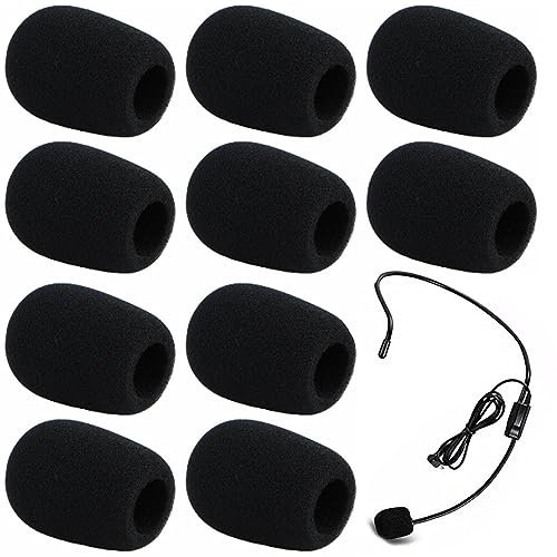 10 Pcs Bonnette Micro,Mousse Micro,Mousse Micro Casque,Mini Microphone Casque Pare-brise Mousse,Pour La Salle De Classe,Interviews D'Actualités,La Salle De Conférence,Diamètre 8mm,Noir