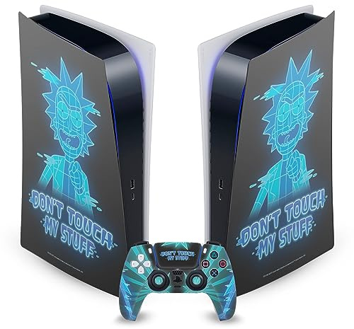 Head Case Designs Offizielle Rick And Morty Don't Touch My Stuff Grafiken Vinyl Frontplatte Haut Gaming Aufkleber kompatibel mit Sony PlayStation 5 PS5 Digital Edition Console and DualSense Controller