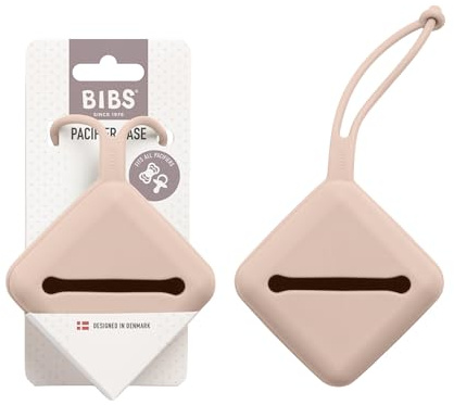 BIBS Schnulleretui mit Schlaufe, zum Aufbewahren und Transportieren von Nuckeln, bietet Platz für drei Beruhigungssauger, 100% BPA-freies Material. Hergestellt in Dänemark. Blush