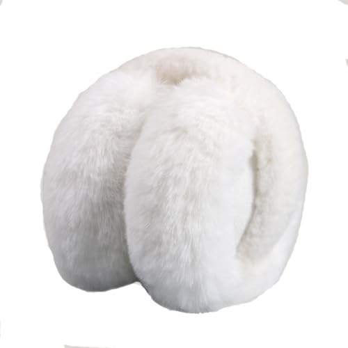 Yurosiay Ohrenwärmer Damen Winter Plüsch Ohrenschützer Faltbare Einfarbige Fell Ohrenwärmer Outdoor Verstellbarer Plüsch Earmuffs Weiche Kälteschutz Ohrenwärmer Winterzubehör 20×22cm Weiße