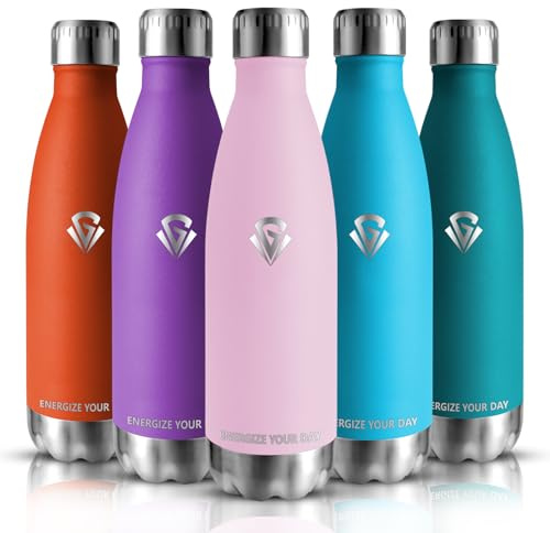 Grsta Borraccia Termica, Borraccia 500ML, Borraccie Acciaio Inox Senza BPA, Bottiglia Termica Senza Perdite, per Bambini, Scuola, Sport, Campeggio, Yoga
