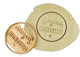 3DKOUPE - Emporte-pièce rond - Joyeux ANNIVERSAIRE - Couleur au choix - Conçu et fabriqué en France