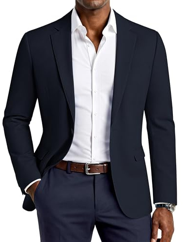 PJ PAUL JONES Men Casual Sport Coat Lightweight One Button Blazer Slim Fit Business Suit Jacket Western Sportcoat Navy Blue