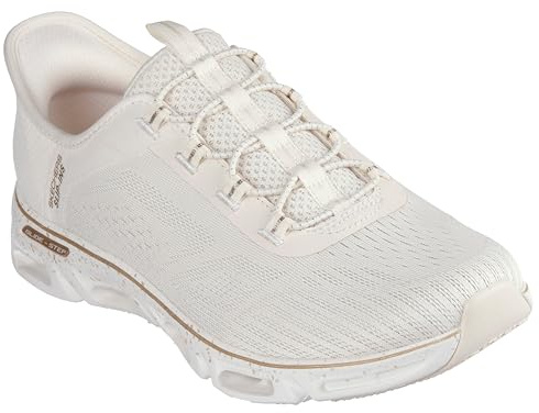 Skechers Damen Glide-Step Gratify Pace Sneakers, Natural Mesh Gold Trim, 38 EU
