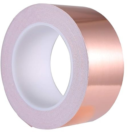 Mikiuly Cinta de Cobre Hoja, 50mm x 5m, Repelente de Caracoles, Blindaje EMI, Protección Eléctrica