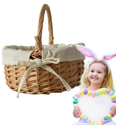 Vävd korgförvaring - Wicker Picknickkorg, flätad korg med handtag, flätad äggkorg | Multifunktionell rotting påsk förvaringskorg, förvaringskorg