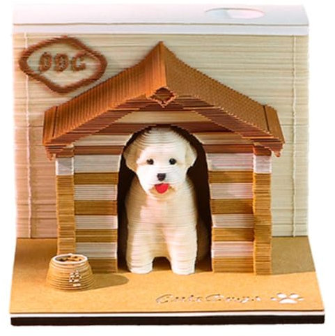 3D Hund Notizblock Kalender 2025, Zeitmesser Kalender 2025 Abreißkalender Nicht Block Kalender Memo 3D Stift inkl