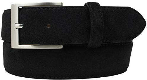 BELTINGER Italienischer Veloursleder-Gürtel, 35 mm breit, Herren, Anzuggürtel, Hosengürtel, Wildleder, Edelstahl-Gürtelschnalle Silber