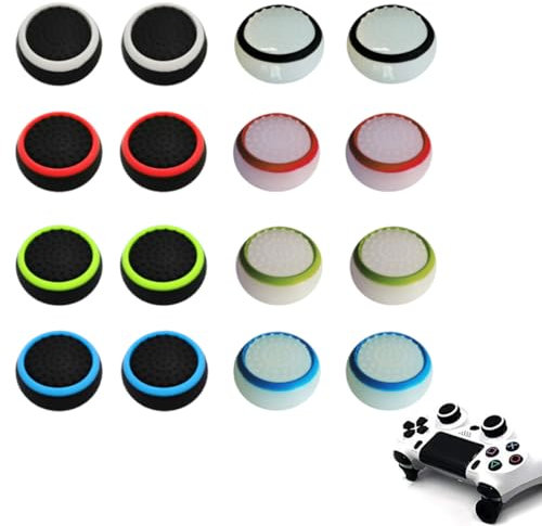 BQRKOTM 16 Pezzi Tappi Pulsanti in Silicone Copertura di Protezione, Grip Joystick Cap Analogico, Gommini Joystick PS4 per PS5, PS4, Xbox 360, PS3 Game Controller