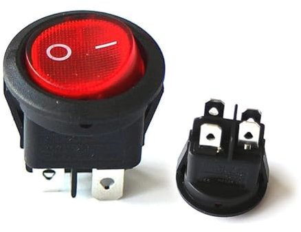 Interrupteur à bascule rond 12/24/220V, 5 pièces, 20MM, 4 broches marche/arrêt, lumière LED autobloquante, bouton de voiture, rouge transparent(220V LED)