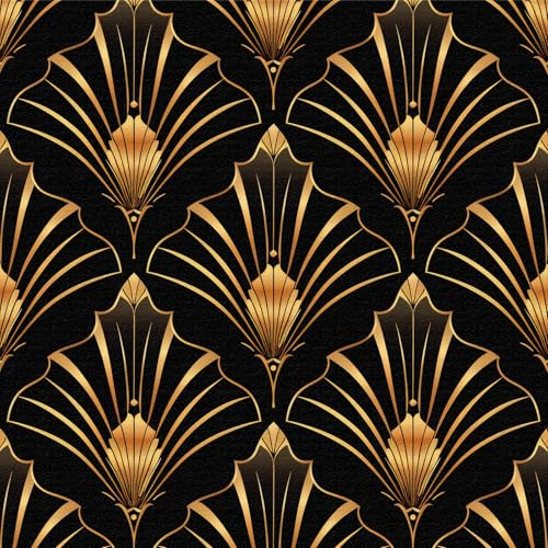 LZH-LP Papier Peint Autocollant, 44x300CM Baroque élégant Linéaire Doré Papier Contact Décoller Coller Vinyle Film Décoratif Amovible pour Armoires Murales