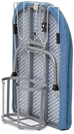 RAINHOL - Asse da stiro pieghevole in metallo con supporto in ferro, piccola, con copertura resistente al calore, 31 x 12 cm, mini tavolo da stiro compatto per dormitori, aprile, blu