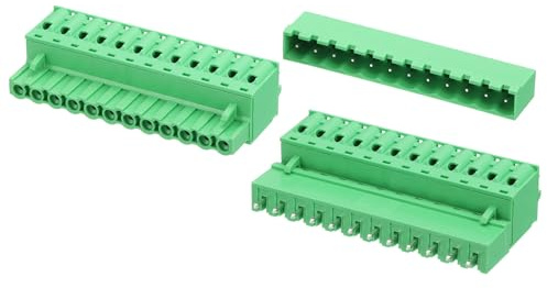 sourcing map 2 set di connettori a 12 pin passo 5,08 mm/0,2 PCB vite morsettiera connettori diritti senza saldatura 2EDGKD maschio e femmina connettori spina per 28-10AWG, verde