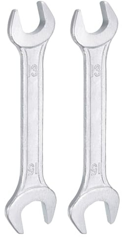 QUARKZMAN 2Pcs Clé à Fourche Double 13mm x 15mm Métrique Clé Plate à Angle Décalé 15 Degrés, Petite Clé Plate Galvanisée, pour Réparation Automobile, Assemblage de Meubles