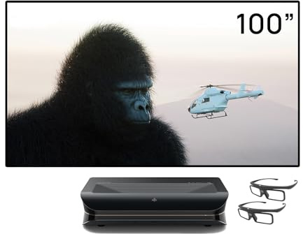 AWOL VISION LTV-3000 Pro Bundle with 100 Matte White Screen and 2-Pack 3D Glasses, 4K UHD HDR10+ Dolby Vision & Atmos Ultra-Short-Throw Triple-Laser Projector, 3000 ISO Lumens, Home Cinema Laser TV