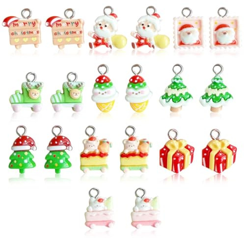 COYUN 20 Stück Mini Weihnachtsschmuck, Weihnachtsbaum Deko Anhänger, Mini Anhänger Weihnachten Deko, Miniatur Weihnachtsbaum Anhänger, Weihnachten Harz Anhänger, Weihnachtsanhänger