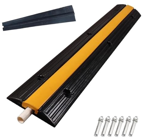 100cm Dossi Artificiali in Gomma, Canalina Passacavi Pavimento, Dossi Stradali, per Garage, Strade Sterrate, Asfalto, Cemento, Carico Massimo 20 T