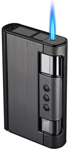 EWDHJK Encendedor portátil de Metal Resistente al Viento, Recargable y Reutilizable, Apto for encender Velas y Acampar (Gas no Incluido).(Black)