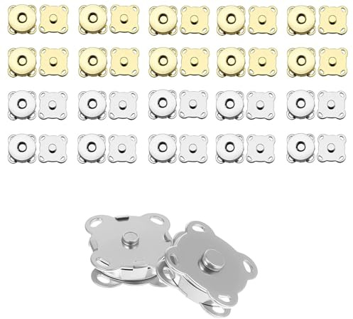 20 Stück Magnetknöpfe, 14mm Magnetverschluss Tasche, Druckknöpfe für Taschen und Kleidung, Wiederverwendbare Magnetverschluss für DIY Nähen, Handtaschen, Rucksäcke, Geldbörsen und Bastelarbeiten