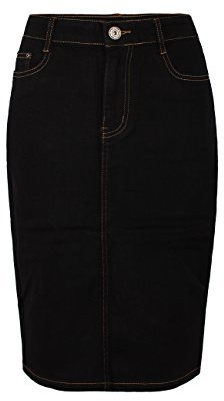 Fraternel Damen Jeans Rock Knielang Bleistift Stretch