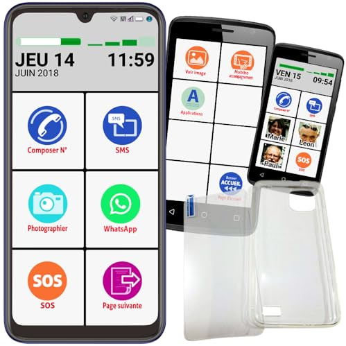 DEC-2025 Mobiho-Essentiel Le Smart Initial désormais en 6,8 p 128 giga, Interface Senior simplifiée pour l’Essentiel - Coach privé Inclus+Coque+Vitre Protection, app Photo - Appareil DEBLOQUE