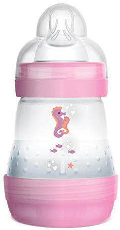 MAM Easy Start Babyflasche, 160 ml, Anti-Kolik-Fläschchen, gemischtes Stillen, reduziert Luftblasen und Koliken, selbststerilisierendes Babyzubehör, Größe 1, Farbe: Rosa
