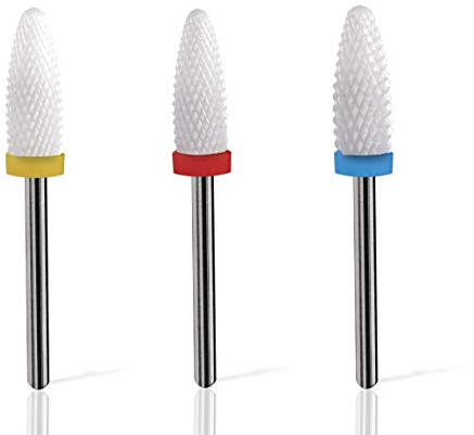 PROFICO Premium Qualität 3 Stück Keramik Schleifkörper Set | Ersatzaufsätze für Maniküre Pediküre Nagelpflege | Nagelschleifer Bits Kit DBS04