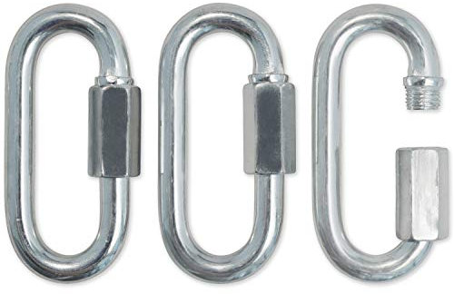 Meister Quick Link Schraubkarabiner – verzinkter Stahl mit Sechskantgewinde – M10 (8,9 cm) x 3 Stück