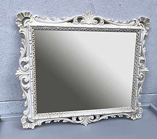 Wandspiegel BEIGE Vintage Ornamente Barockspiegel Friseurspiegel Flurspiegel Badspiegel Mirror 43x37cm Prunkspiegel C532 Creme Spiegel