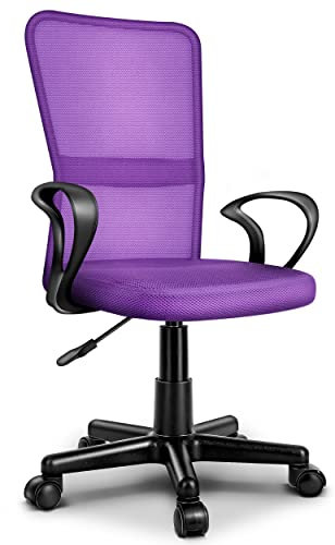 TRESKO Bürostuhl Schreibtischstuhl Drehstuhl, mit Armlehnen & Kunststoff-Leichtlaufrollen, stufenlos höhenverstellbar, gepolsterte Sitzfläche, ergonomische Passform, Lift SGS-geprüft