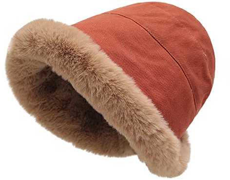 ZLYC Damen Winter Fischerhüte Hut Kunstpelz Cloche Hut mit Fleece Futter