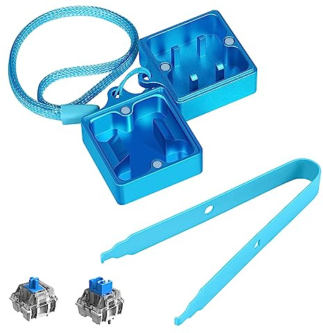 LexonElec Schalteröffner-Set, Schalter Abzieher, Switch Opener aus Aluminium für Cherry MX/Gateron/Kailh Box/Outemu/Akko und Panda Switches Mechanische Gaming-Tastatur mit Metallmagnet - Blau