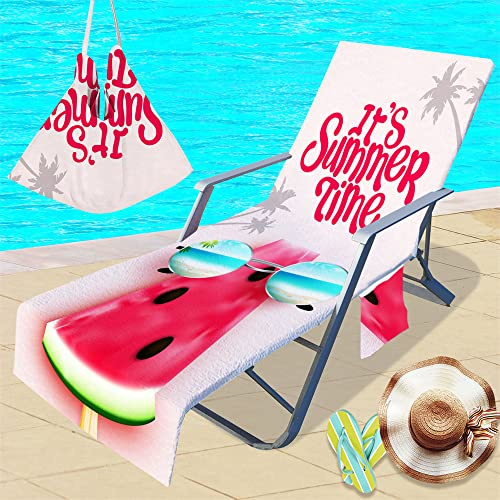 FANSU Portable Pool Beach Sun Lounger Cover Pockets, Microfiber Towel Travel Lounge Chair Cover Towels Sunbed Pockets Microfiber Towel Quick Dry Covers (75x200cm,Sunglasses)