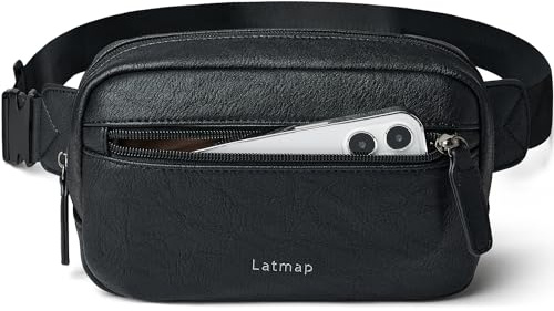 LATMAP Bauchtasche Damen & Herren wasserdichte Gürteltasche Stylische Fanny Pack für Festival Hüfttasche Handytasche Herren Brusttasche für Outdoor Aktivität (Schwarz-A)